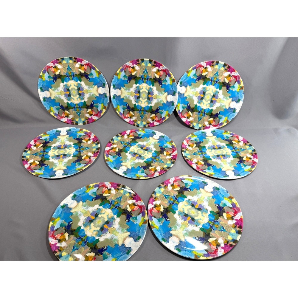 Laura Park Indigo Blue Girl Melamine Dinner Plates Set of 8 Live Vividly
